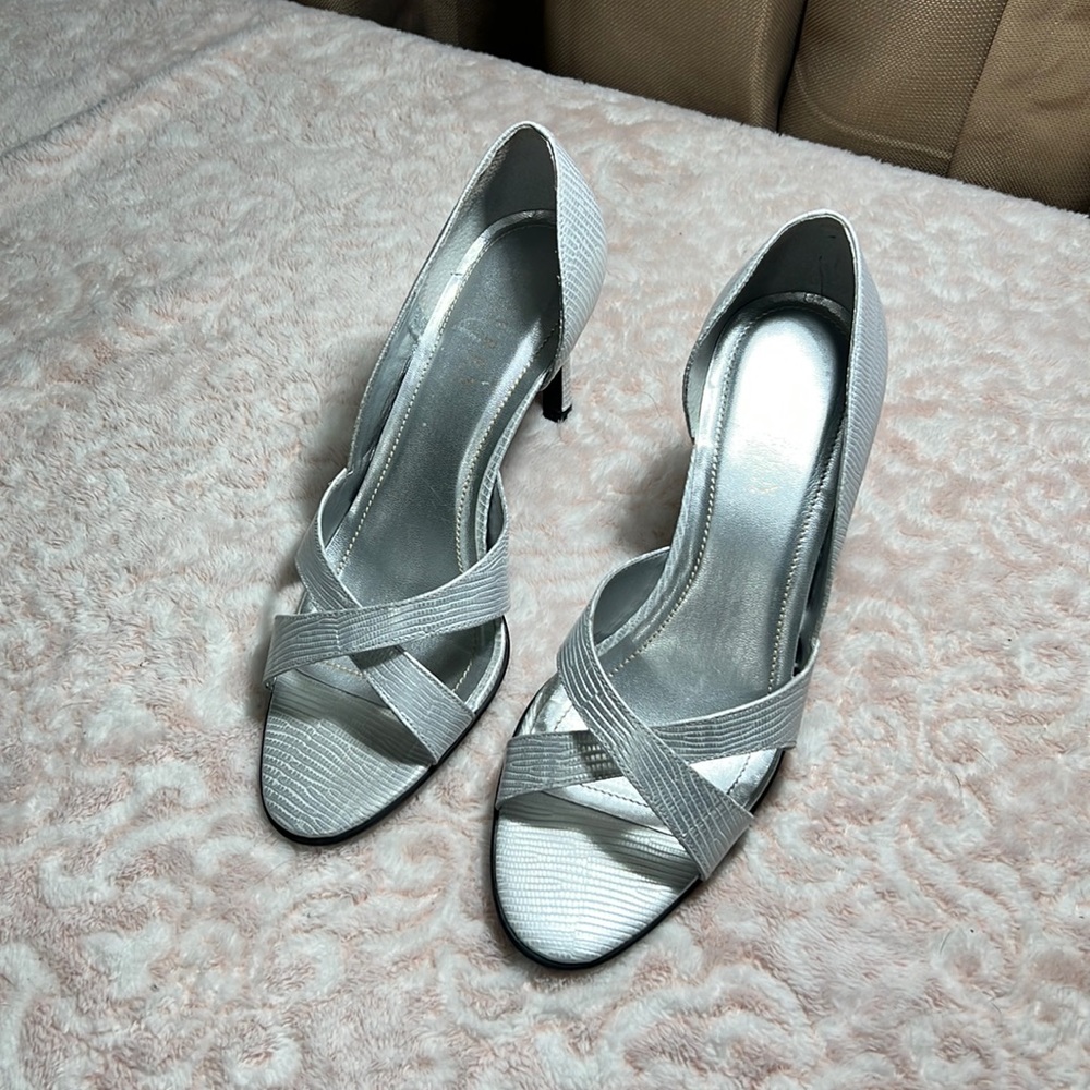 Ralph Lauren Silver Abella Heels